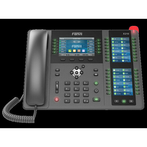 Fanvil X210 2xEthernet 10/100/1000, HD Voice, 20 SIP Lines, 10 Line Key, 116 DSS Keys, IPV6/OPUS, 4.3+2*2.4 Multi Color Screen, WIFI & Built-in Blueto fanvil x301 2xethernet 10 100 lcd 128x48 2 3 display 6 parties conference hd voice 2 sip line opus ipv6 psu