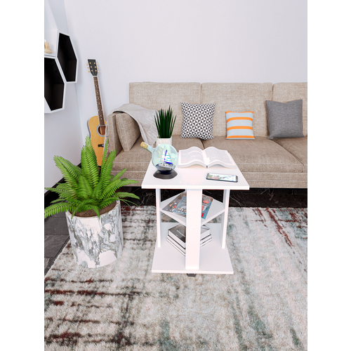 Журнальный столик белый квадратный на колесиках