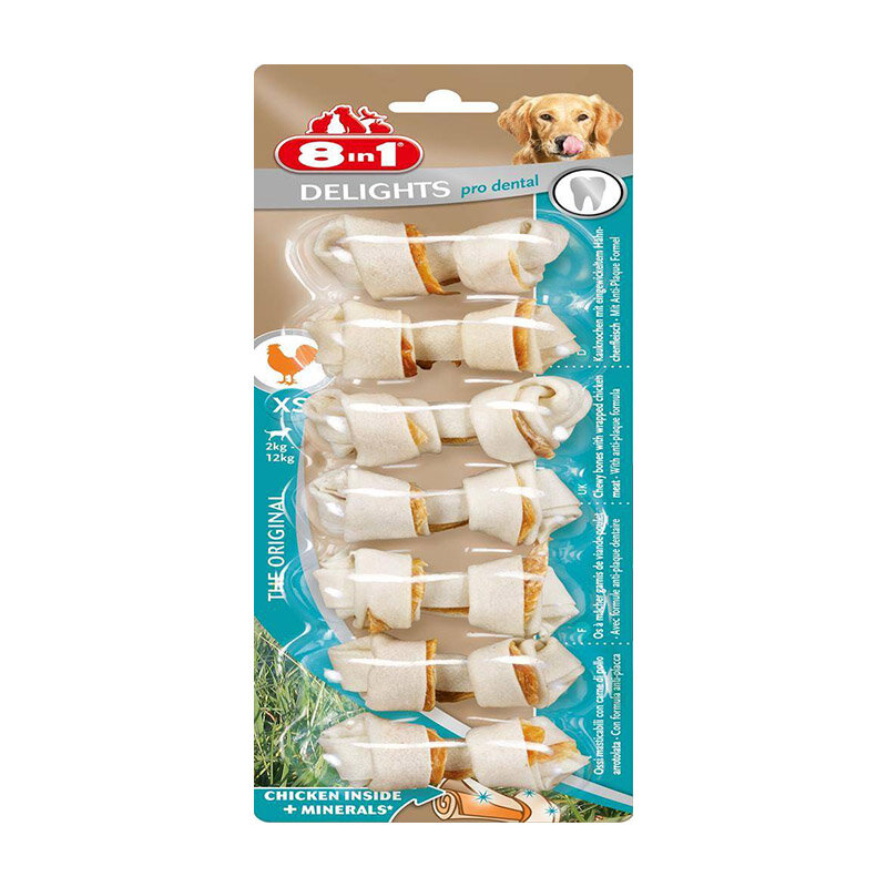 8IN1 Dental Delights ХS Косточка д/чистки зубов д/собак мелких пород 7,5см 127г