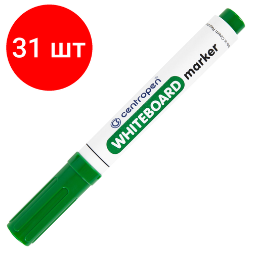 Комплект 31 шт, Маркер стираемый для белой доски зеленый, CENTROPEN Dry-Wipe, 2.5 мм, 8559, 5 8559 0110 маркер для белой доски 3 6 мм зеленый клиновидный нак centropen 8959