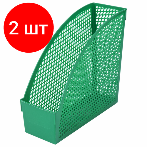 Комплект 2 шт, Лоток вертикальный для бумаг STAFF Profit, 270х100х250 мм, сетчатый, полипропилен, зеленый, 237254