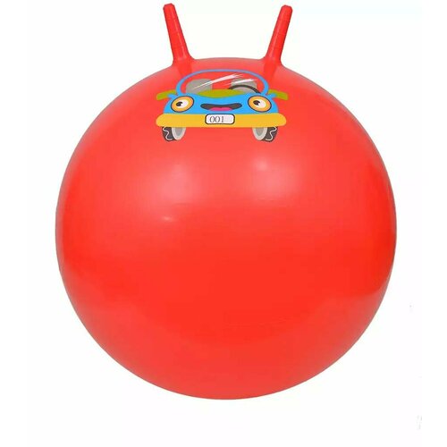 Мяч с рожками 65 см красный с Машиной мяч гимнастический с ручками