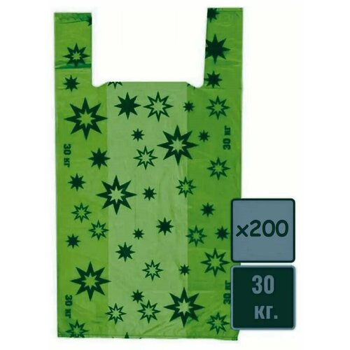 Пакет майка Звезда зеленая размер 3660 плотность 15 мкм 30 кг в упаковке 200 шт 974₽