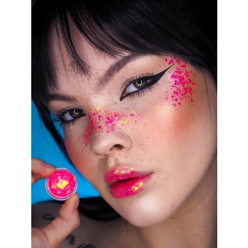 Queridos Glitters ГлиттерГель. Блёстки для лица и тела. Цвет "Фея" 3 мл. золотистый, розовый