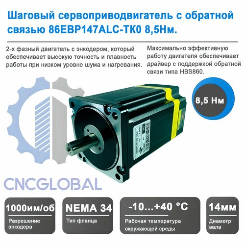 Шаговый серводвигатель с обратной связью 86EBP147ALC-TК0 85Нм 16250₽