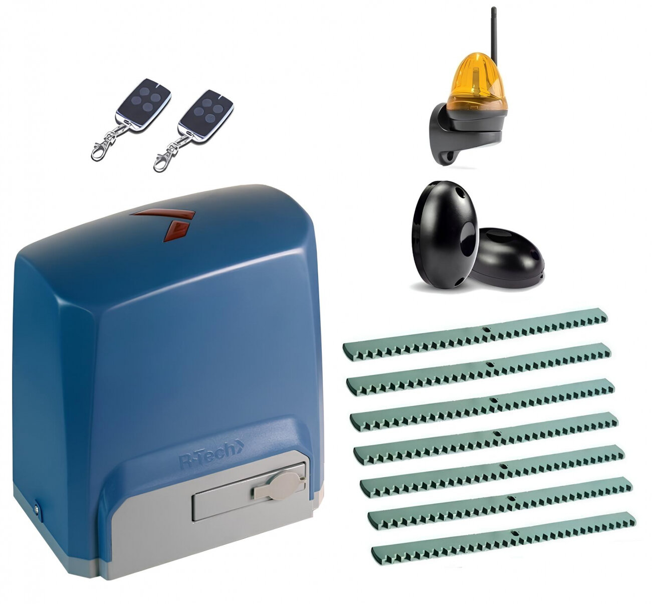 фото Автоматика для откатных ворот R-Tech SL1000AC. M-FULL-K7, комплект: привод, 2 пульта, фотоэлементы, лампа, 7 реек