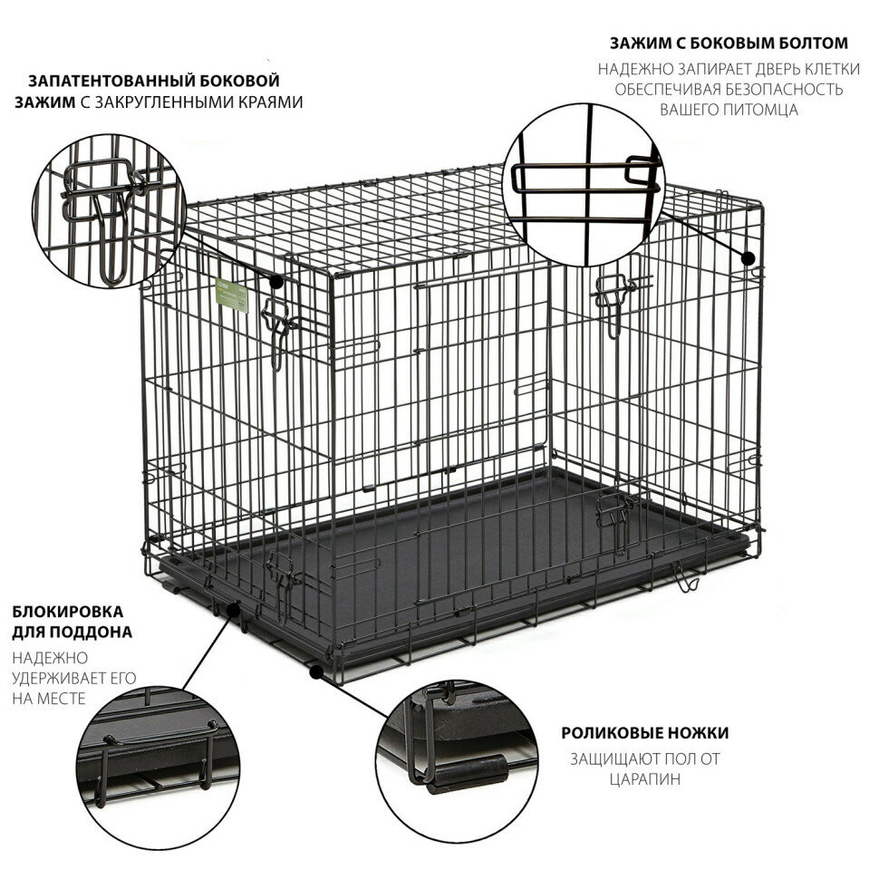 MidWest Клетка для собак iCrate 2 двери,черный,91*58*64см - фото №14