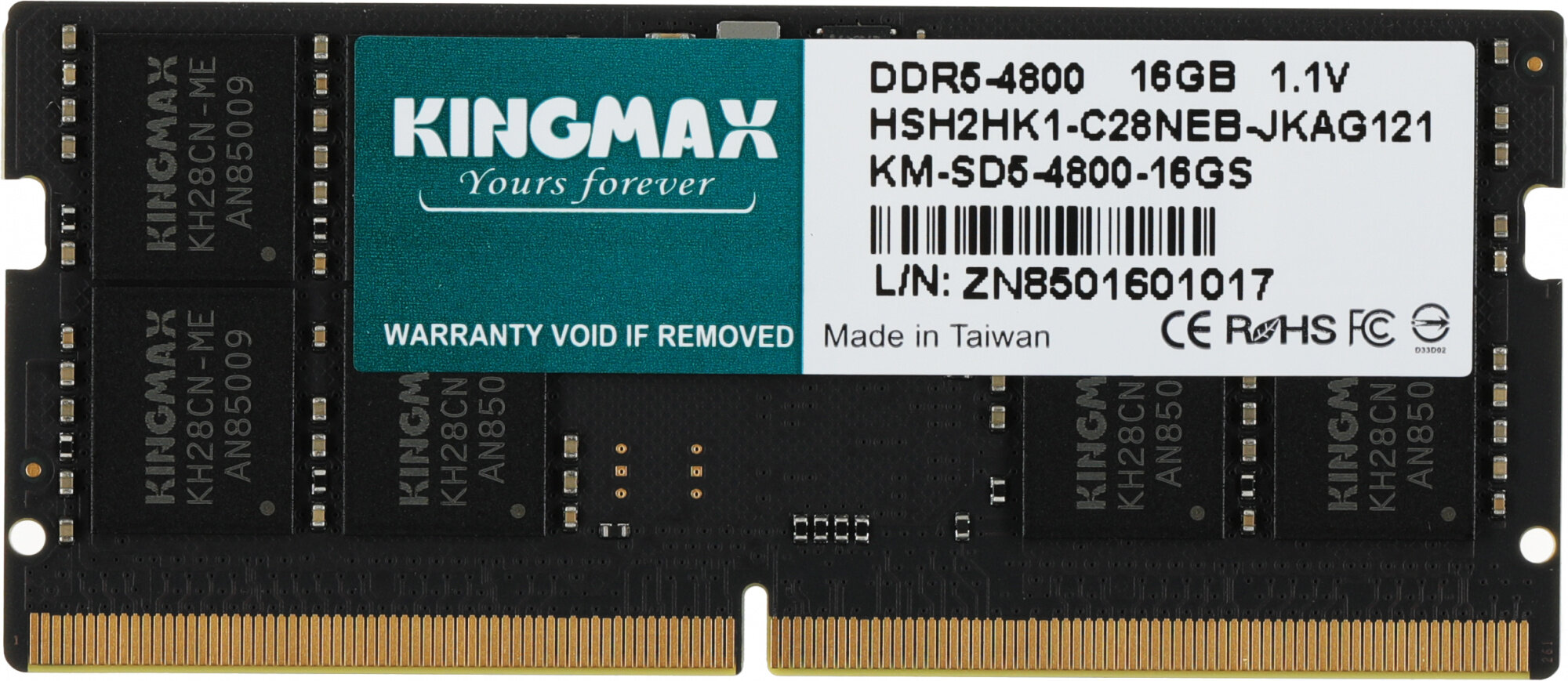 Модуль памяти SODIMM DDR5 16GB Kingmax PC5-38400 4800MHz CL40 1.1V single rank Ret - фото №2