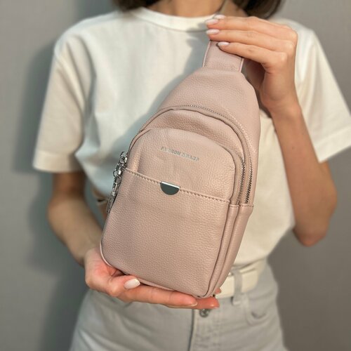 Рюкзак слинг  9032, фактура рельефная, зернистая, матовая, розовый