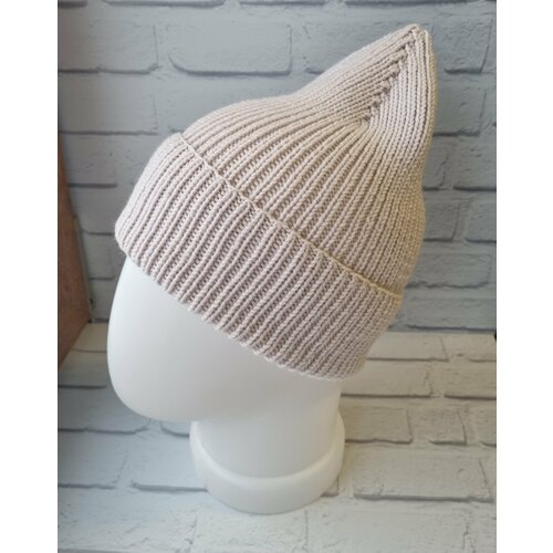 фото Шапка бини шапка вязаная, размер 55-57, серый нет бренда