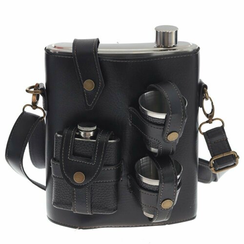 Набор из 4-х предм фляжка 1350 мл 2 стопки 70 мл фляжка 100 мл L18 W9 H23 см 3413₽