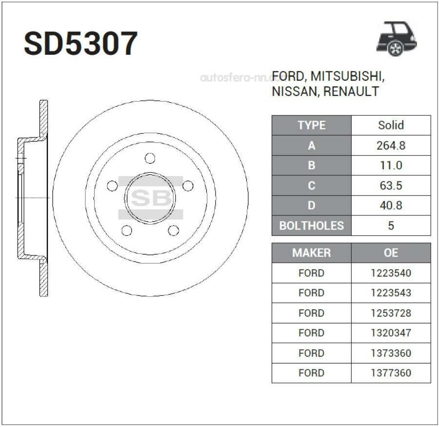 SANGSIN BRAKE SD5307 Диск тормозной