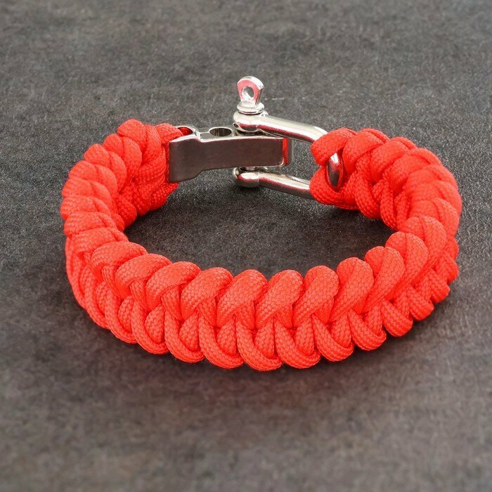 фото Браслет-паракорд с металлической застежкой 23см, паракорд 3 м, красный