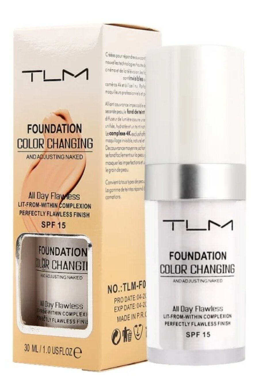 TLM тональный флюид Foundation Color Changing, SPF 15, 30 мл, оттенок: белый