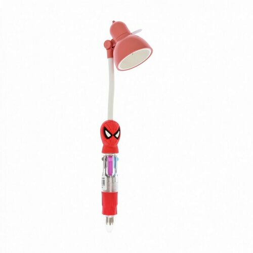 Ручка шариковая автоматическая 4-х цветная с фонариком (4 в 1) красный, человек-паук