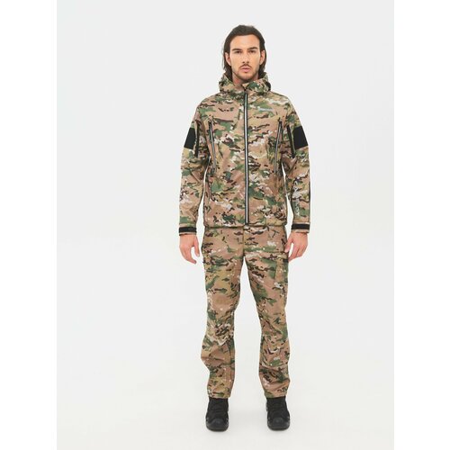 куртка демисезонная huntsman камелот цвет хаки ткань softshell разм 60 62 188 Костюм тактический мужской демисезонный, камуфляжный на флисе Huntsman Камелот рыболовный, охотничий, ткань Softshell, цвет мультикам (р.60-62/188)