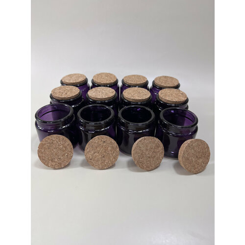Баночки стеклянные с крышкой для свечей, для специй, фиолетовые (набор из 12 шт.)