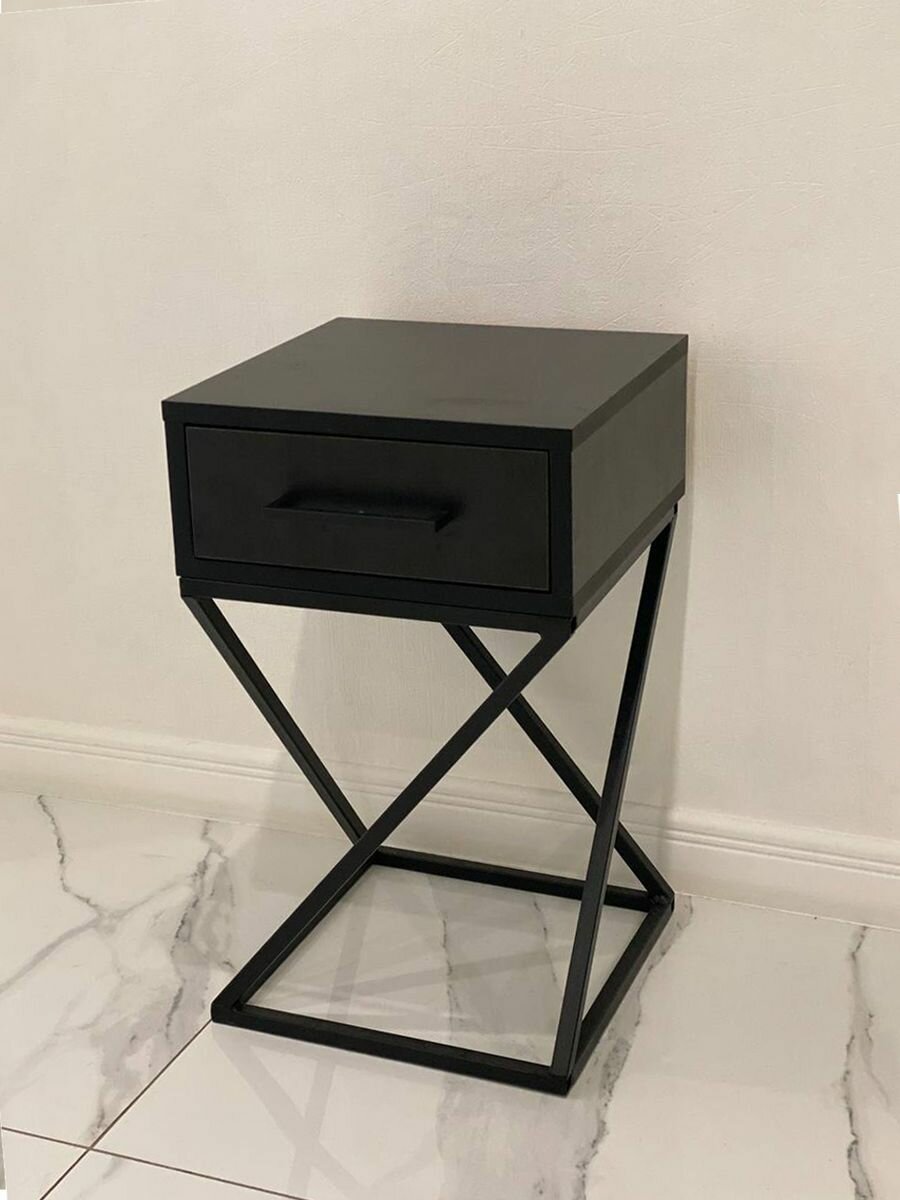 фото Прикроватная тумба Ницца в стиле лофт черный