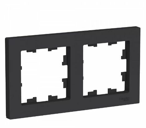 Рамка 2-постовая для розеток и выключателей Черная (карбон) AtlasDesign (Атлас Дизайн) Schneider Electric ATN001002 10шт