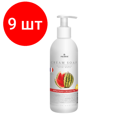 Комплект 9 штук, Крем-мыло жидкое Pro-Brite Cream Soap Арбузная свеж с дозат 1л