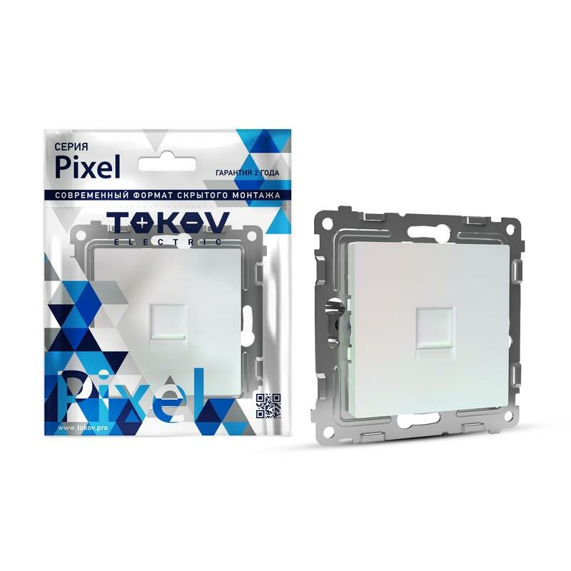 Розетка компьютерная 1-м СП Pixel RJ45 кат.5E механизм перламутр. TOKOV ELECTRIC TKE-PX-RC - фото №1