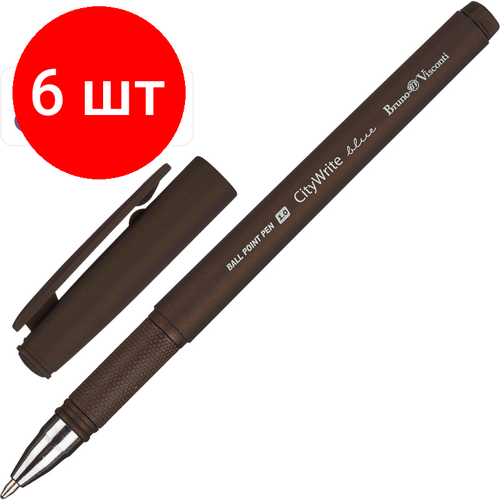 Комплект 6 штук, Ручка шариковая неавтомат. citywrite original, с манж,20-0018