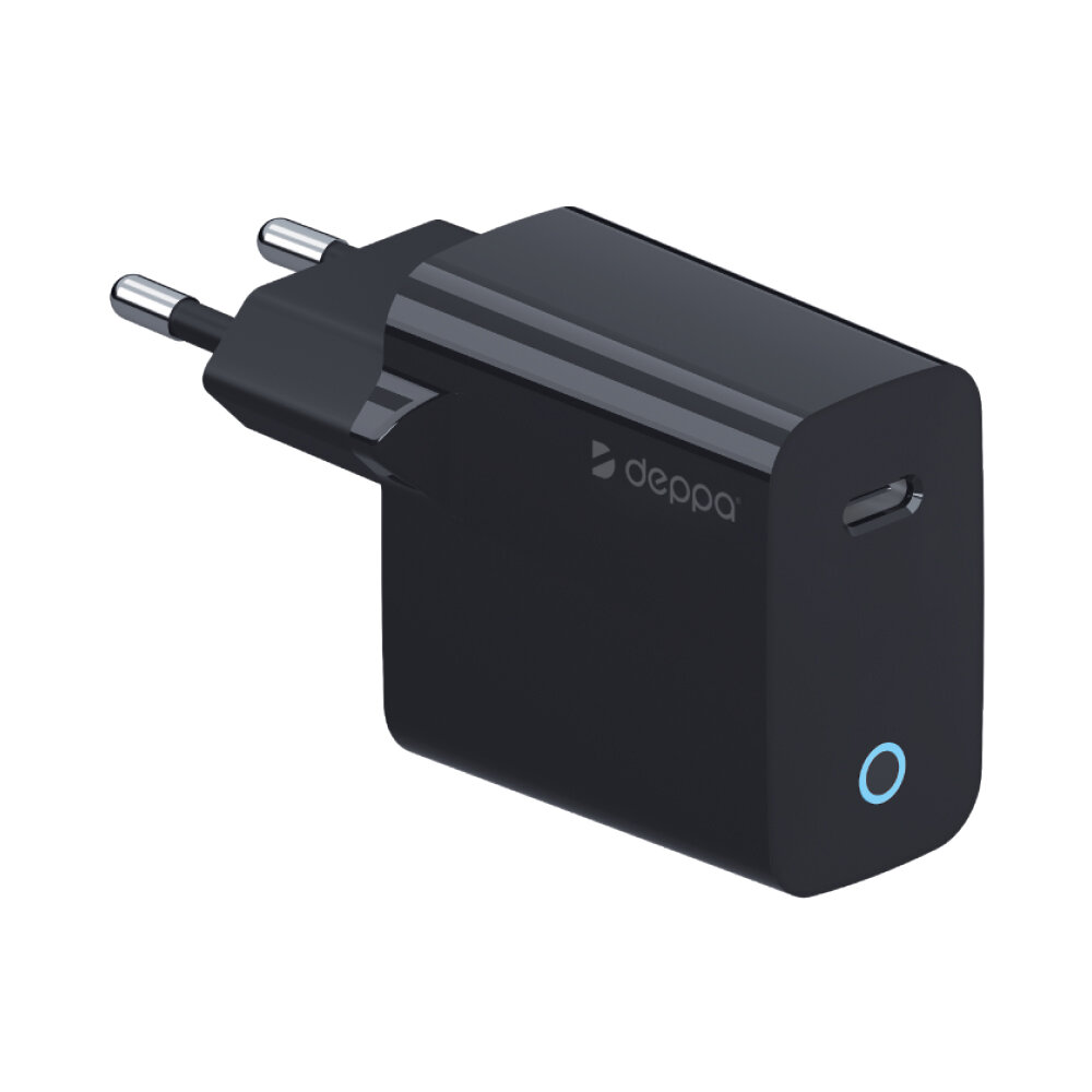 Сетевое зарядное устройство Wall Charger USB-C, Power Delivery, 20Вт, черный, Deppa, Deppa 11429