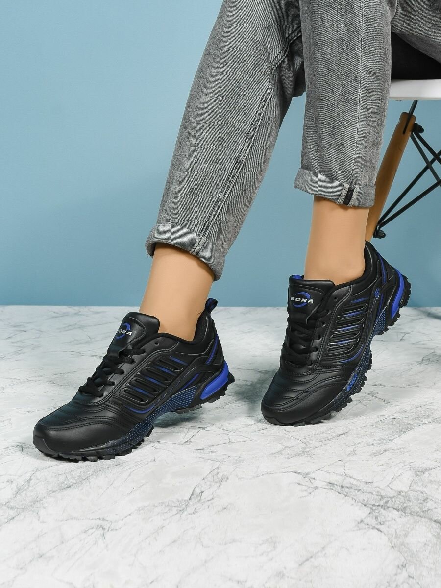 Кроссовки Bona, полнота F, размер 38, черный/синий — фото 1