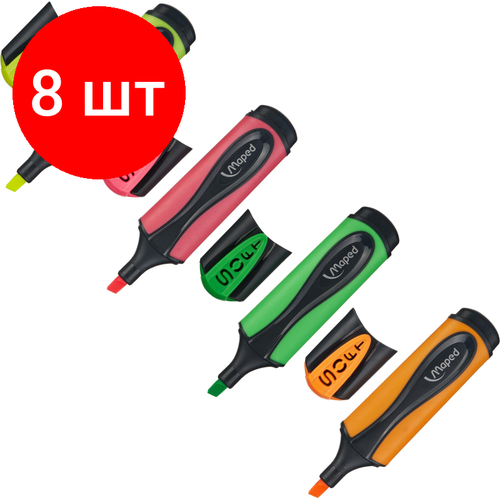 Комплект 8 наб, Набор текстовыделителей Maped FLUO PEP'S ULTRA SOFT,1-5мм,4цв/наб,746047