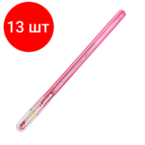 Комплект 13 штук, Ручка гелевая Pentel Hybrid Dual Metallic 1мм хамел роз+зелен&зол K110-DMPX