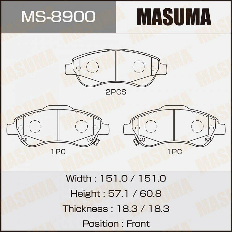 Колодки тормозные дисковые передние MASUMA MS-8900