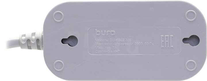 Сетевой удлинитель BURO , 3м, белый - фото №20