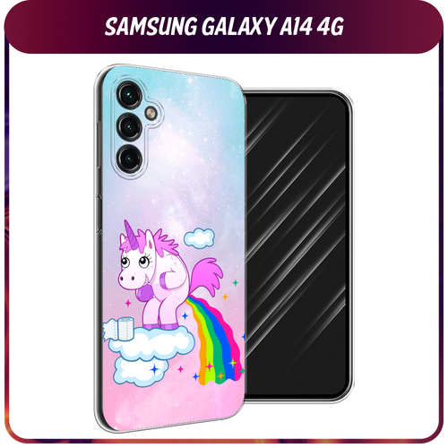 силиконовый чехол весенний букет на samsung galaxy a14 5g самсунг галакси a14 5g Силиконовый чехол на Samsung Galaxy A14 4G / Галакси A14 4G Единорог какает