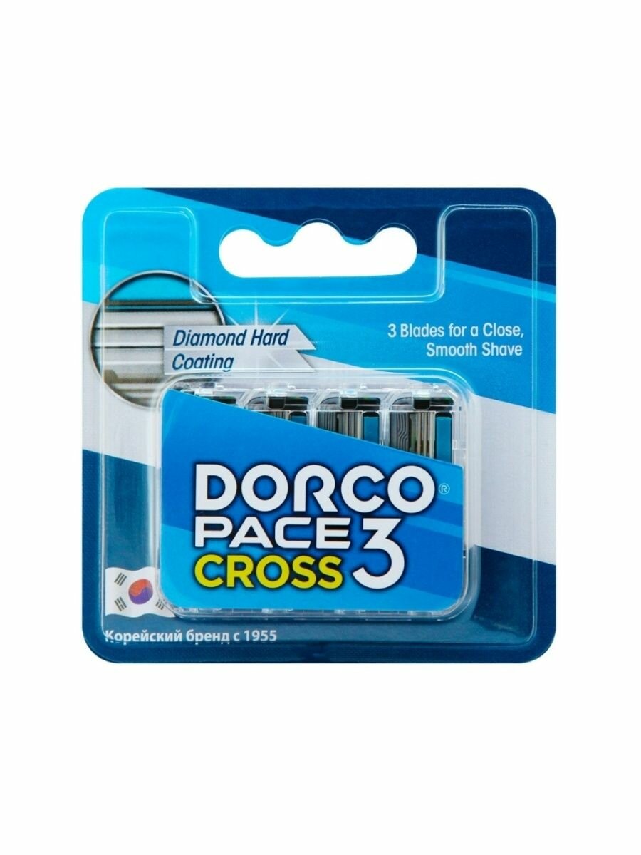 Дорко / Dorco Pace3 Cross - Сменные кассеты с 3 лезвиями 4 шт