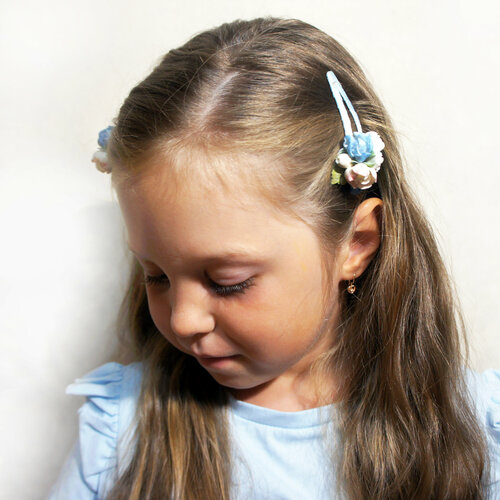 Заколка клик-клак с чайными розами