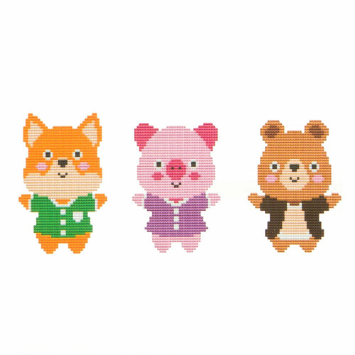 Вышивка крестом набор детям начинающим на канве с пяльцами Обнимашки 495₽