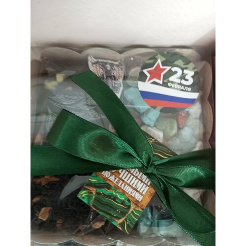 Набор подарочный Презент №2 23 Февраля (чай 50гр. , сладости 100 гр)