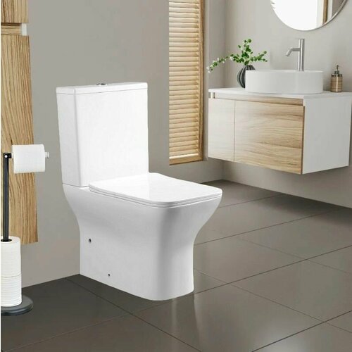 Унитаз напольный Ceruttispa ELLEROS, безободковый, с микролифтом (CT10093) белый