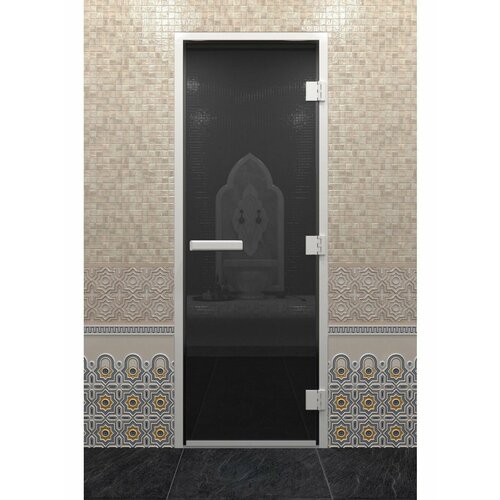 Дверь для Хамама Графит Прозрачный Без Порога 2000х710 мм по коробке Левое открывание 42000₽