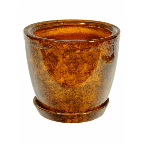 Горшок для цветов керамический с поддоном К1 коричневый