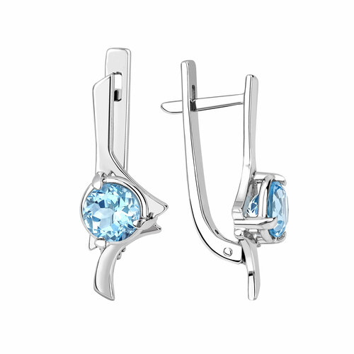 Серьги АМБЕР, серебро, 925 проба, родирование, гранат, серебряный