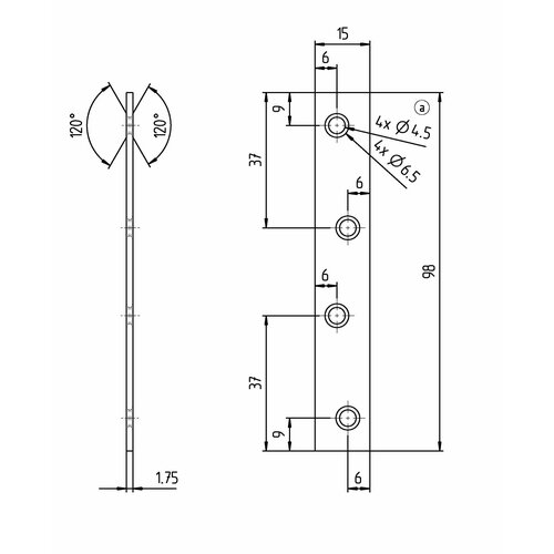 Пластина мебельная GAH ALBERTS нержавеющая сталь 100x15x1.75