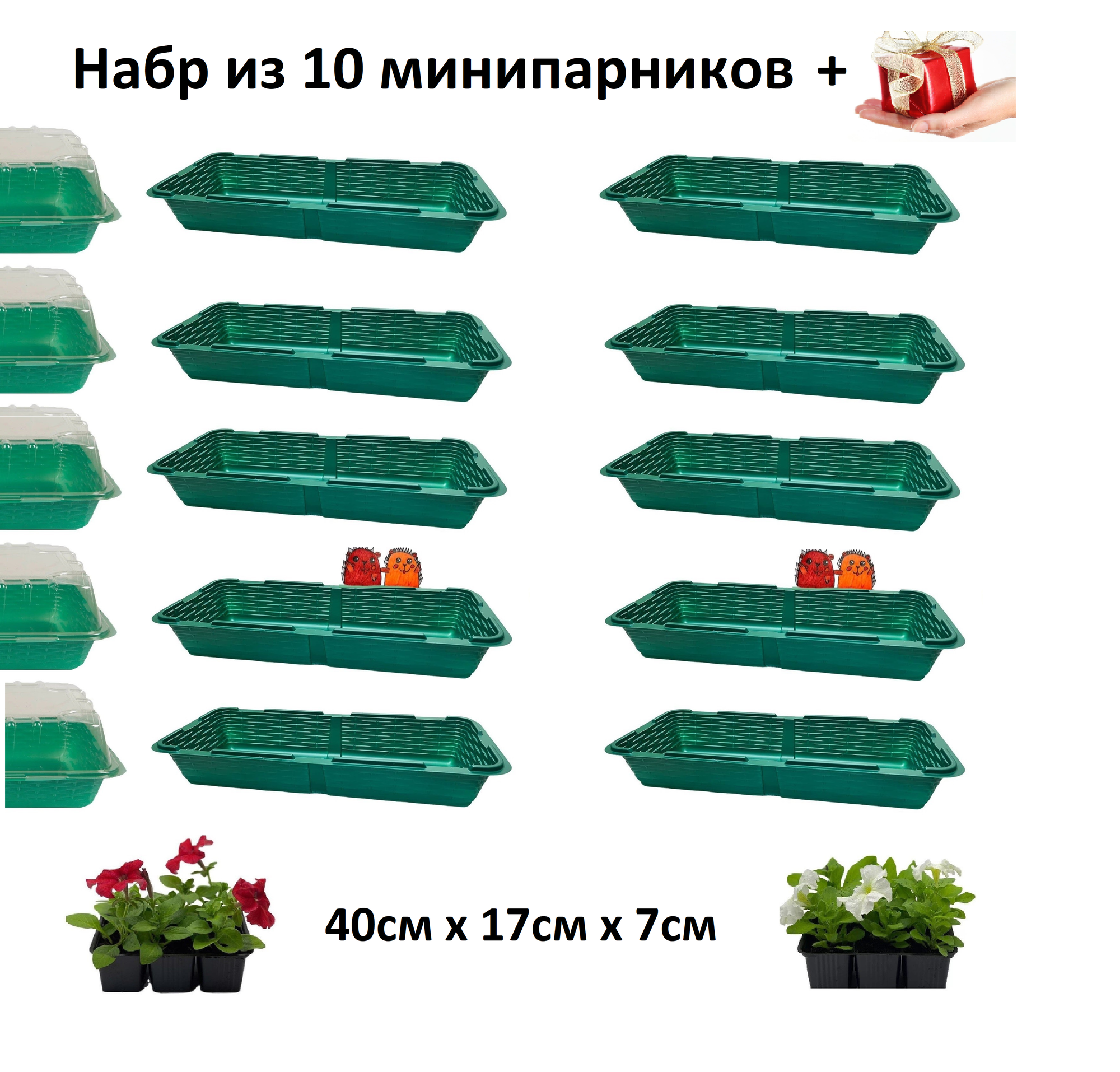 Набор мини-теплиц для растений с крышками, 10 штук - фотография № 1