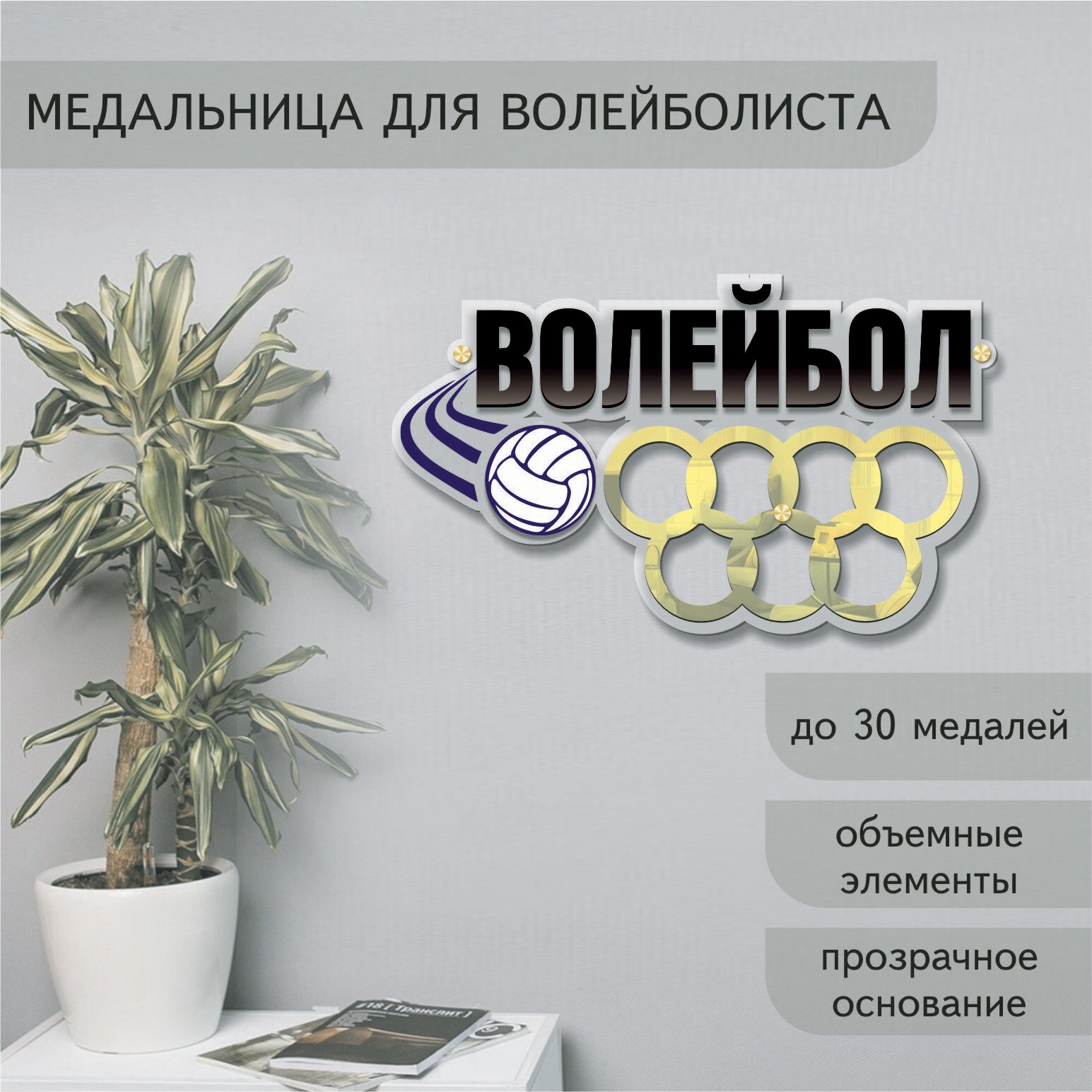 Медальница "Волейбол" из оргстекла