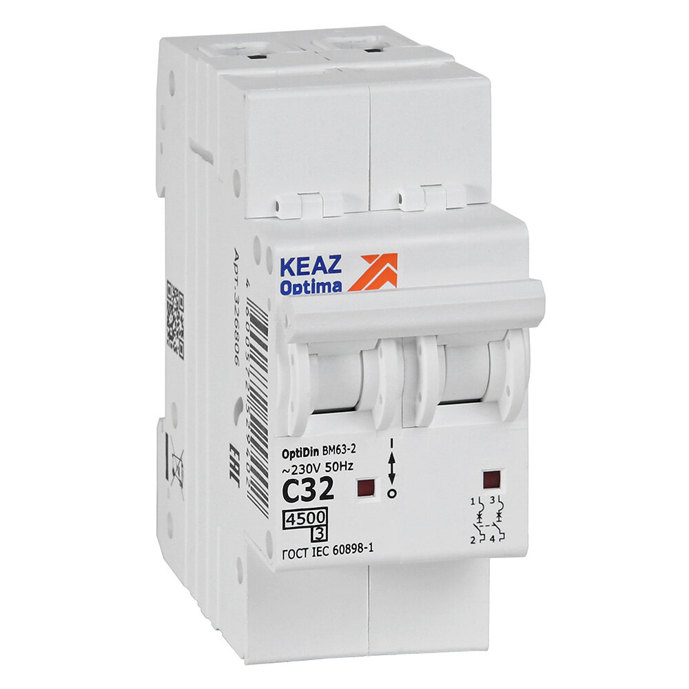 фото Автоматический выключатель КЭАЗ OptiDin BM63 2P 32А C 4,5кА AC