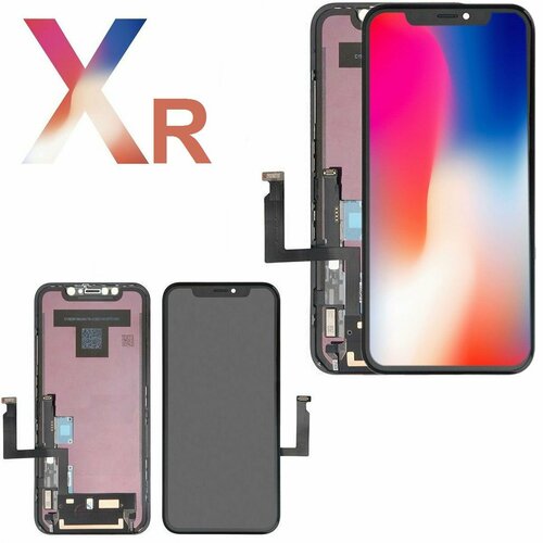 Дисплей для iPhone Xr в сборе с тачскрином, чёрный + проклейка экрана