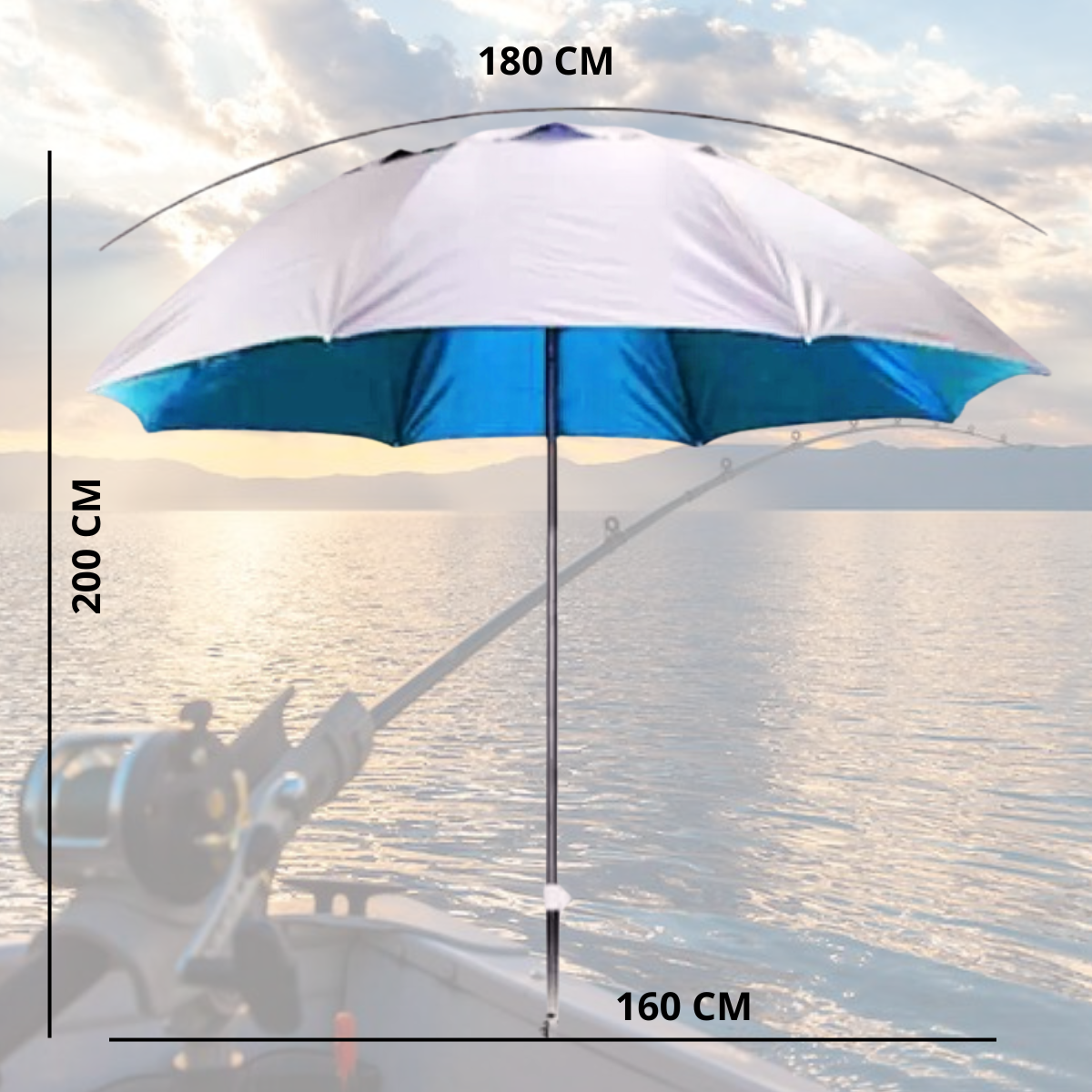 Зонт карповый пляжный / Зонт для рыбалки / Зонт для кемпинга / Зонт с УФ-защитным покрытием и наклоном / D=180 см - фотография № 4