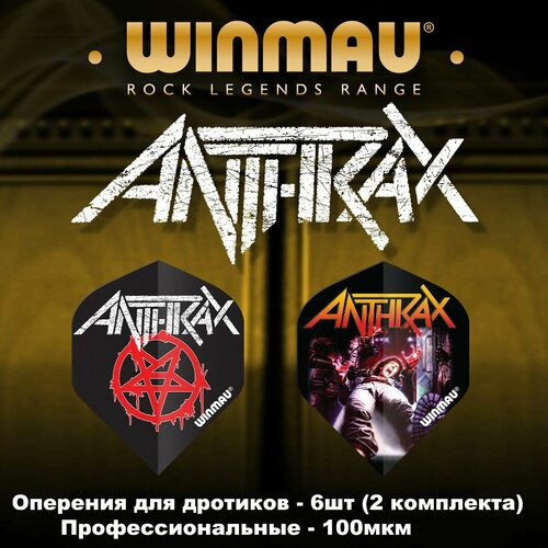 Оперения 6шт для дротиков Winmau ANTHRAX (серия Rock Legends) оперения 6шт для дротиков winmau extra thick 6905 244 status quo гитары серия легенды рока