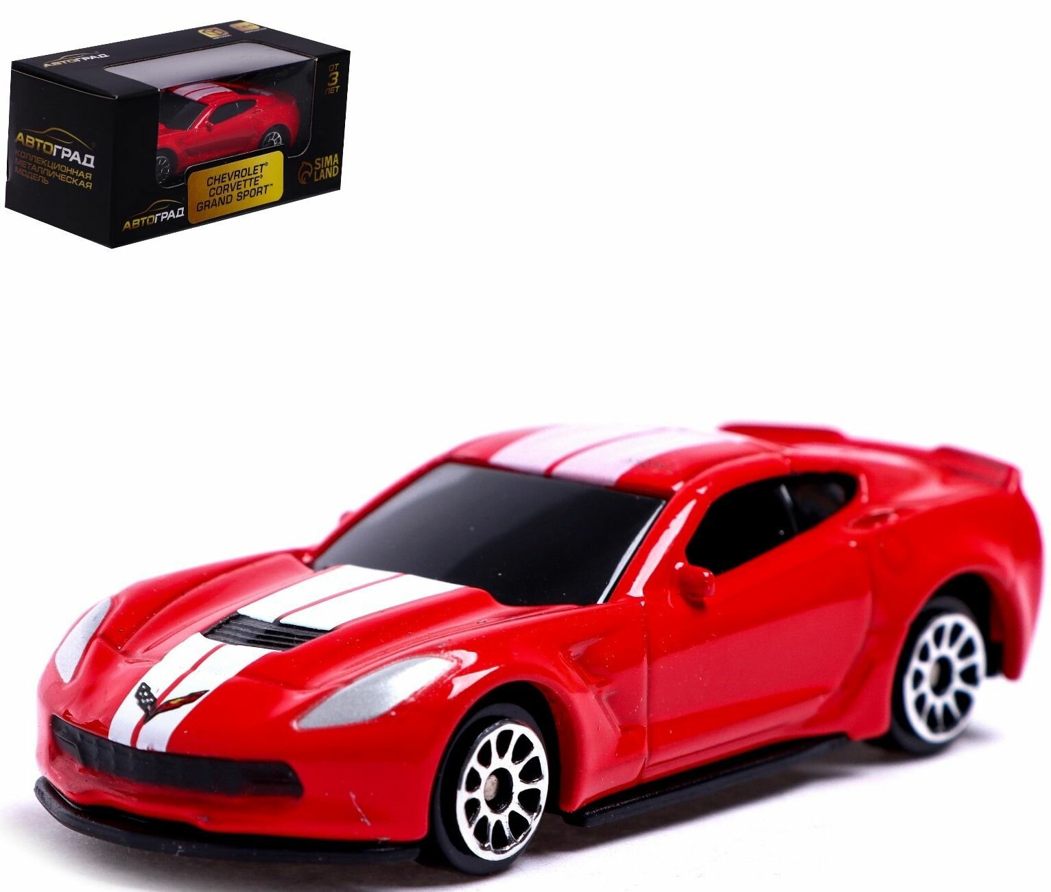 Машина CHEVROLET CORVETTE GRAND SPORT, металлическая коллекционная модель, игрушечный транспорт, цвет красный