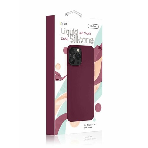 Чехол vlp Silicone Case для Apple iPhone 14 Pro Magsafe, марсала